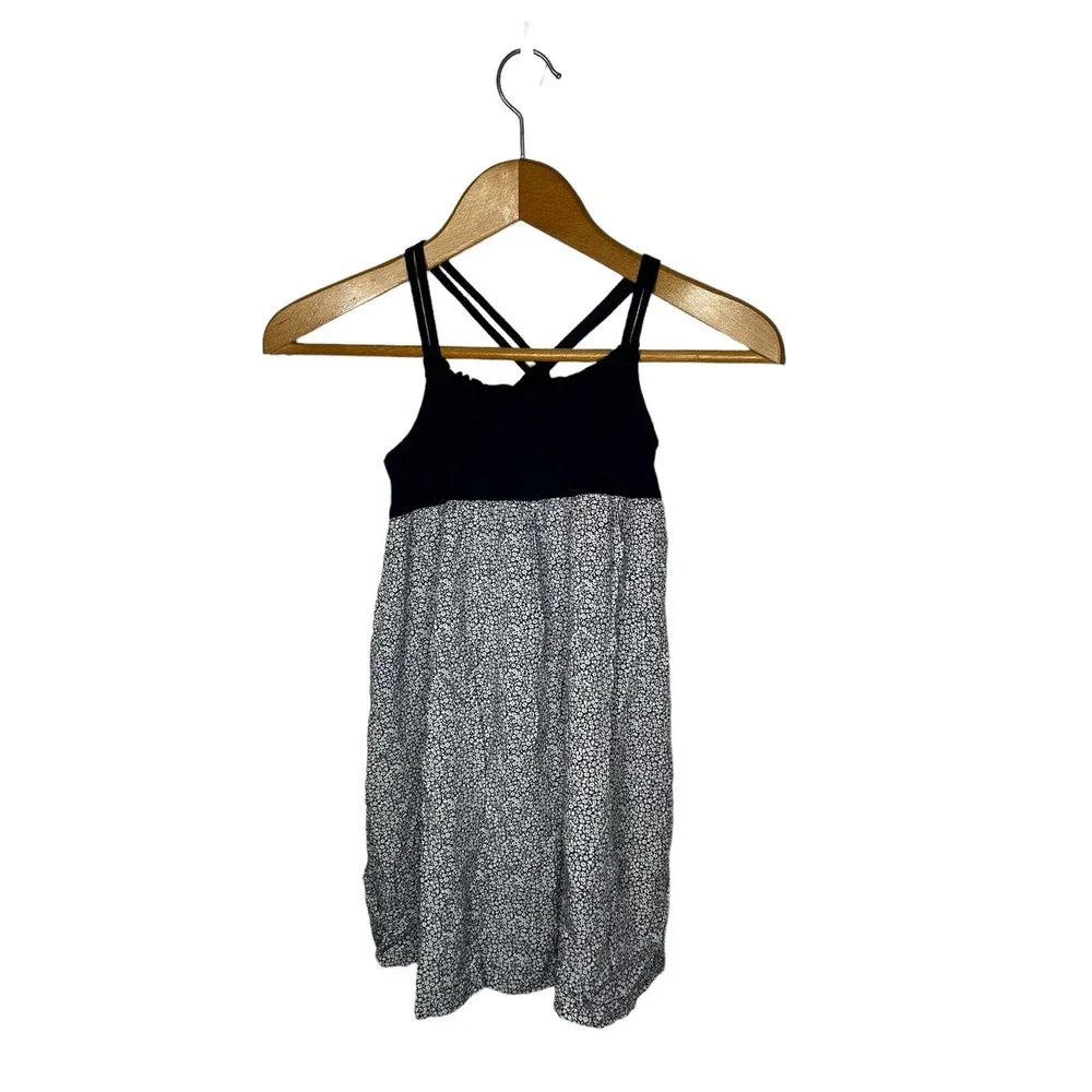 Gap Kids sz small 6-7double strap ditsy floral navy‎ blue summer dress girls